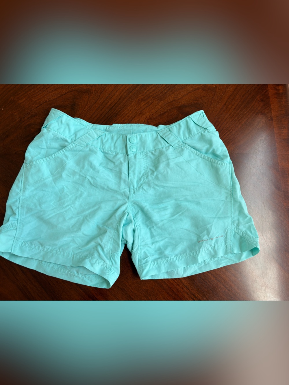 Women's Columbia Light Aqua Athletic Shorts with Comfortable Waistband Small